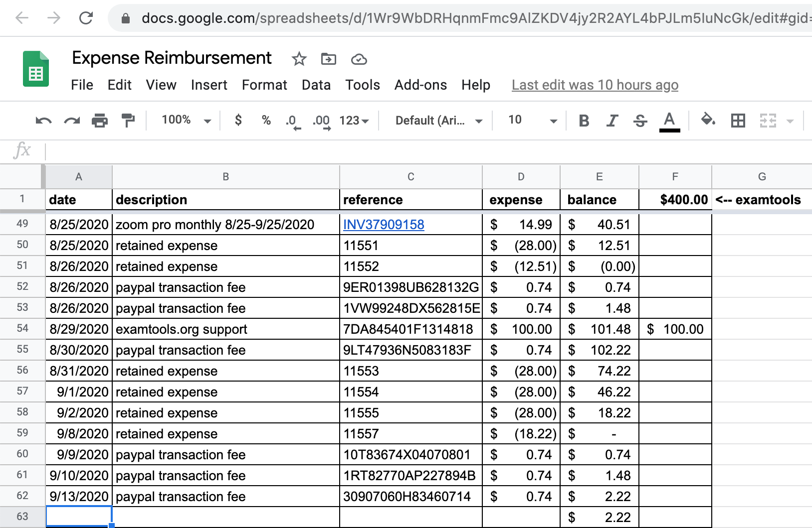 Expense Tracking Spreadsheet